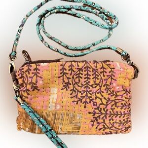 Sari Bari Handmade Kantha Crossbody Bag Upcycled Sari Textile, One-of-a-Kind